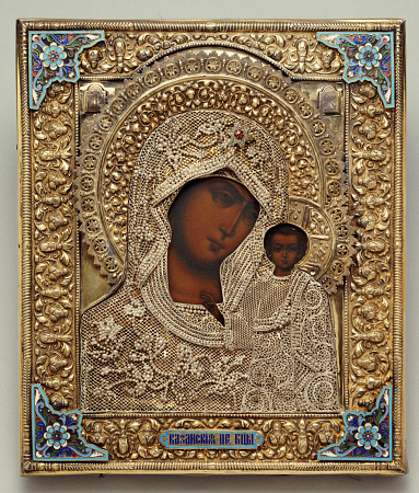 An Enamel And Silver-Gilt Icon Of The Virgin Kazanskaya,  The Oklad Marked Moscow, 1899-1908 od 