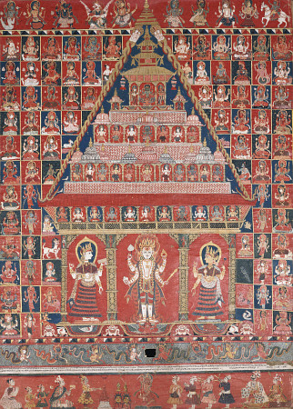 A Nepalese Paubha Depicting A Visnu Shrine, Dated 1716 od 