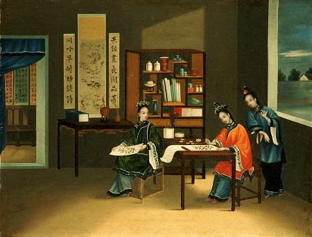 An Interior With A Woman Painting Flowers od 