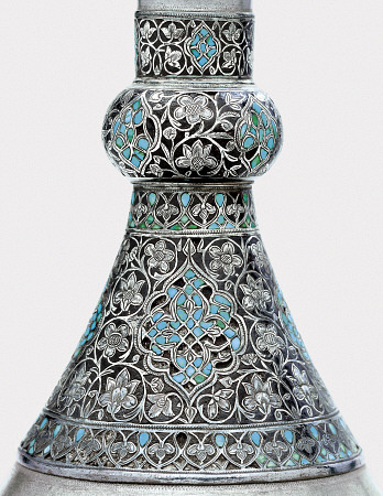 An Ottoman Turquoise Inset Silver Mounted Zinc Bottle  Istanbul, Turkey, 17th Century od 
