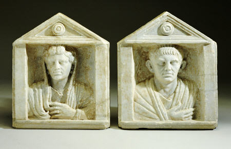 A Pair Of Roman Marble Funerary Reliefs, Early Imperial Period, Circa Late 1st Century B od 