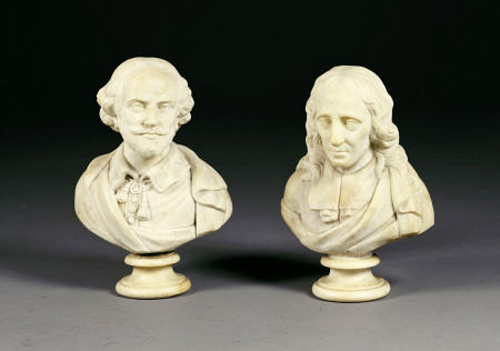 A Pair Of White Marble Busts Of William Shakespeare And John Milton, Last Quarter 19th Century od 