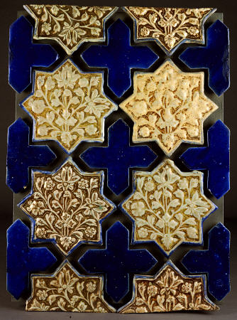 A Panel Of Kashan Lustre Stellar And Cobalt Cruciform Tiles, 13th Century od 