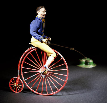 A Rare Clockwork  ''Blondin'' Cyclist -Painted Lead Figure, od 