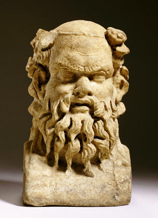 A Roman Marble Janiform Herm Satyr Head od 
