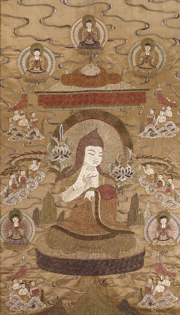 A Sino Tibetan Silk Embroidered Silk Thang od 