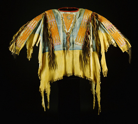 A Southern Cheyenne Quilled And Fringed Hide Warrior''s Shirt od 