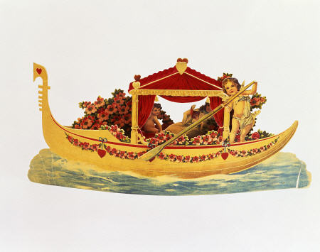 A Three Dimensional Valentine Card Of A Gondola Rowed By A Cupid With A Princess Underneath A Paper od 