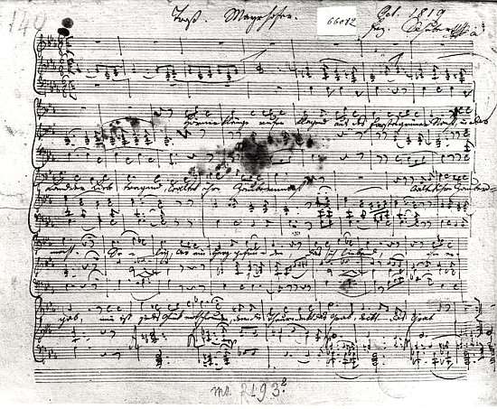 Autograph score for the lied ''Trost'' Franz Schubert (1797-1828) text by Johann Mayrhofer (1787-183 od 