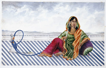 A Watercolour Picture Of A Courtesan Entitled ''Indian Costumes/Mrs Baldock'' od 