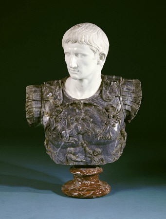 A White And Grey Marble Bust Of The Emperor Augustus od 
