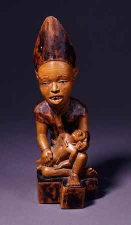 A Yombe Wood Carving Possibly Depicting A King Or Chief Presenting His Son od 