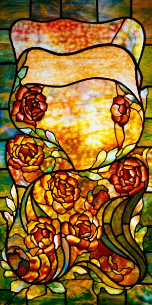 A Leaded Favrile Glass ''Peony'' Window Screen By Tiffany Studios od 