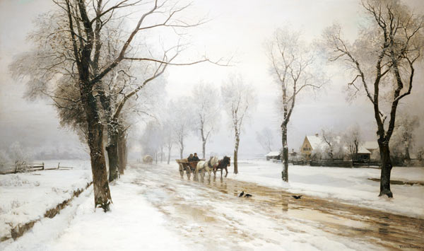 An Extensive Winter Landscape With A Horse And Cart od 