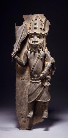 A Benin Bronze Figure From A Plaque In High Relief