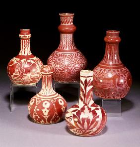 A Group Of Ruby Lustre Vases By William De Morgan (1839-1917)