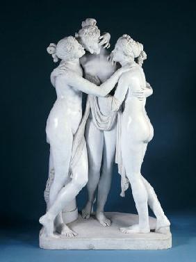 A Lifesize White Marble Group Of The Three Graces, After Canova, 19th Century