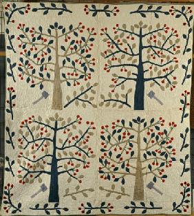 An Appliqued Cotton Quilted Coverlet American, Mid 19th Century