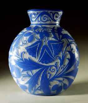 An Overlaid, Etched And Polished Daum Glass Vase