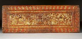 A Tibetan Gilt Wooden Manuscript Cover, circa 15th century