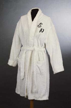 A White Towelling Pool Robe Embroidered With Elvis Presleys Monogram