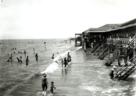 A Bathing Establishment Viewed from the Sea, the Lido (b/w photo) od 