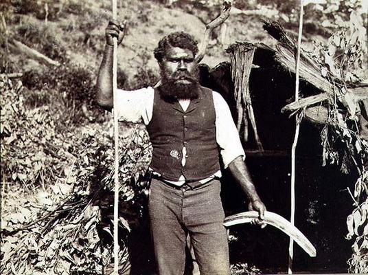 Aborigine with a Boomerang, c.1860s (sepia photo) od 