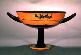 Attic black-figure lip cup depicting chickens, 6th century BC (pottery)