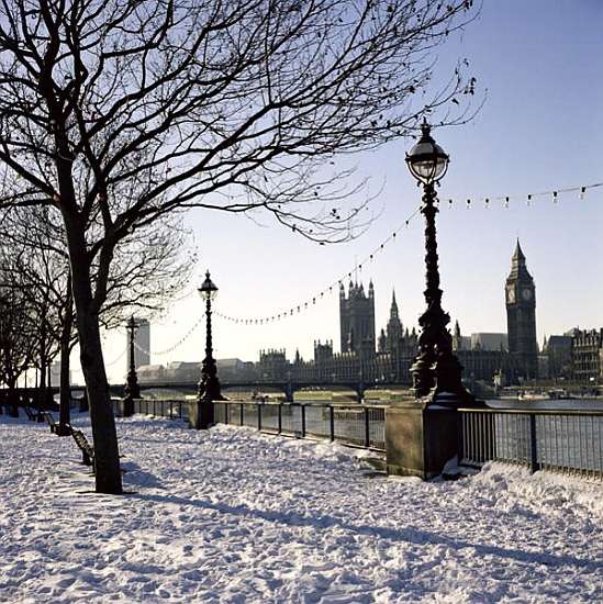 Big Ben, Westminster Abbey and Houses of Parliament in the Snow od 