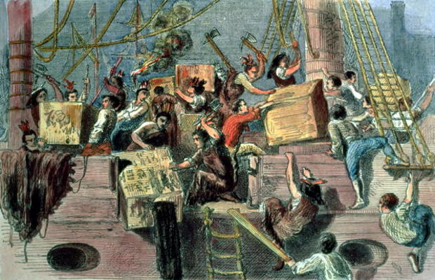 Boston Tea Party, 1773 (hand coloured litho) od 