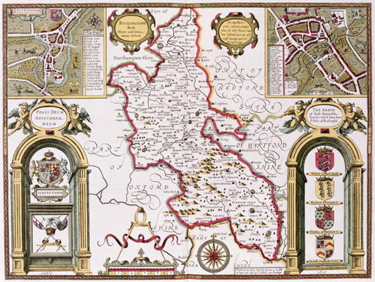 Buckinghamshire, engraved by Jodocus Hondius (1563-1612) from John Speed's 'Theatre of the Empire of od 