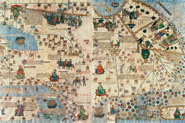 131-0058260/1 Catalan Atlas: Detail of Asia, by Jafunda and Abraham Cresques, 1375 od 