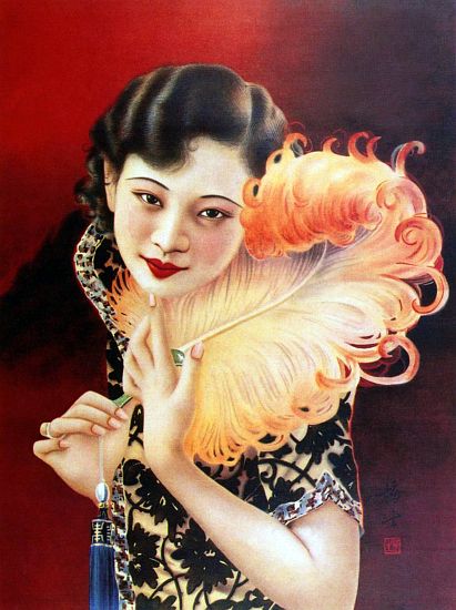 China: Art Deco influences Chinese glamour pin-up girl, Shanghai od 
