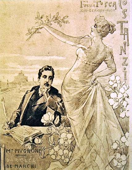 Commemorative Postcard of the first performance of the opera ''Tosca'', by Giacomo Puccini (1858-192 od 