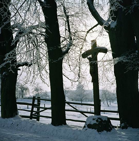 Cross in the Snow near Winterberg, Germany od 