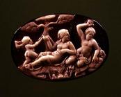 Cameo of Venus with a nymph and a satyr, 1st century BC (agate and onyx)