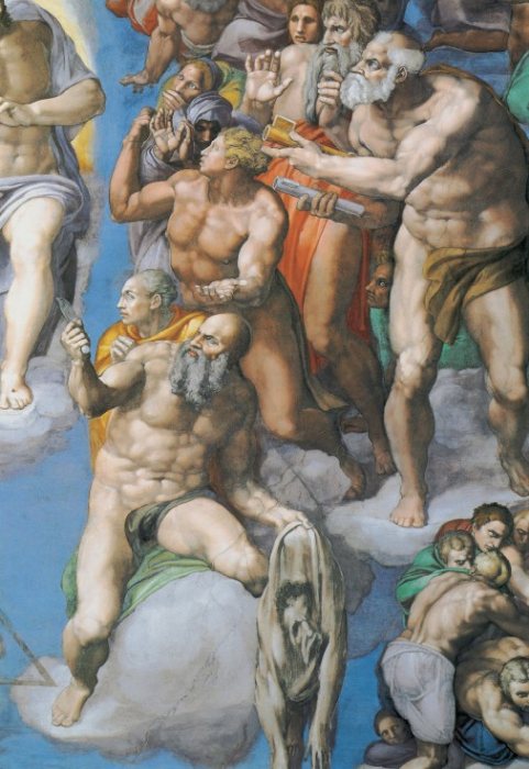 Detail of the fresco "The Last Judgement" on the wall in Sistine chapel od 