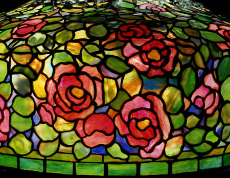 Detail From A Fine Rosebush Leaded Glass And Bronze Table Lamp od 