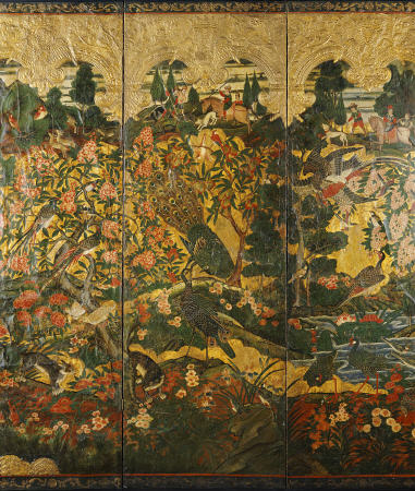 Detail From A Four-Panel Screen Depicting European Hunting Scenes od 