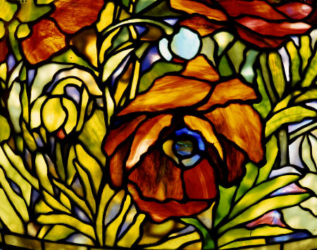 Detail Of An ''Oriental Poppy'' Leaded Glass And Bronze Floor Lamp od 