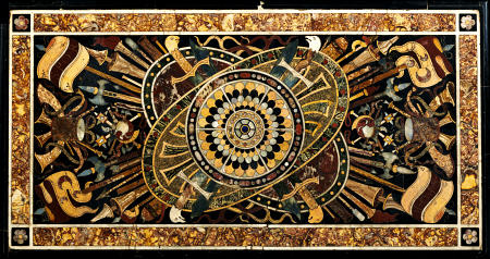 Detail Of The Top Of An Italian Ormolu-Mounted Pietra Dura Ebonised And Parcel Gilt Centre Table od 