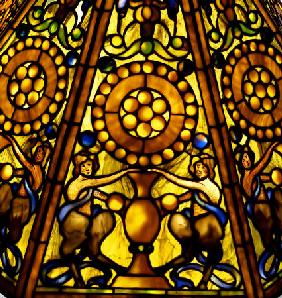 Detail From A Rare Regence Style Leaded Glass And Gilt-Bronze Table Lamp Tiffany Studios