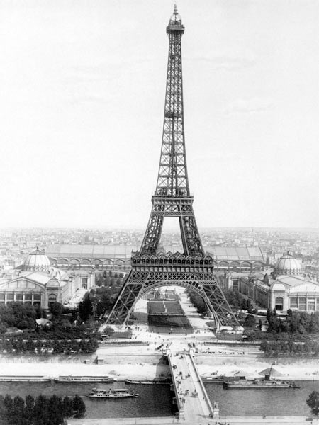 end of the building of the Eiffel Tower in Paris for World Fair in Paris 1889 , here photographed at od 
