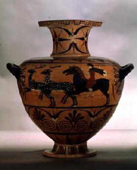 Etrusco-Ionian black-figure hydria depicting a hunting scene, from Cerveteri, c.540-530 BC (pottery)