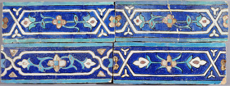 Four Timurid Cuerda Seca Pottery Tiles, 15th Century od 