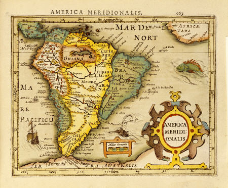 Hand Colored Engraved Map Of South America od 