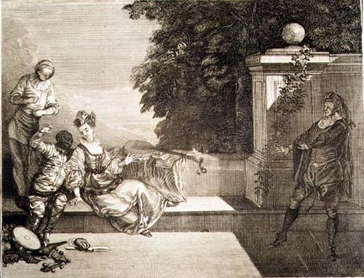 Harlequin in Love, 18th century (engraving) od 