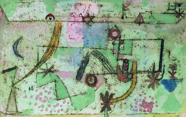 In the style of Bach, 1919 (no 196) (oil transfer drawing and w/c on primed linen on cardboard)  od 