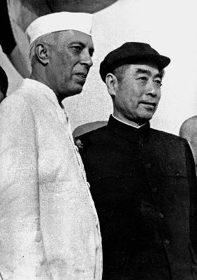 Indian Prime Minister Nehru with chinese Chu en Lai in New Delhi