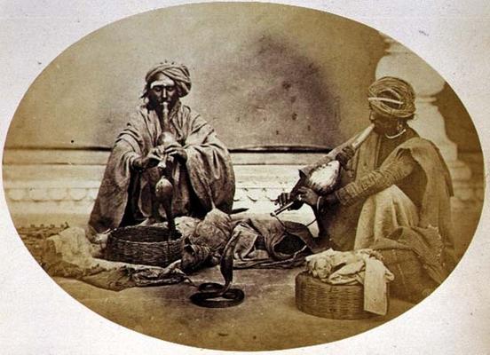 Jogis or Snake Charmers, Low Caste Hindus from Delhi, no. 205 from 'Faces of India', pub. 1872 (sepi od 
